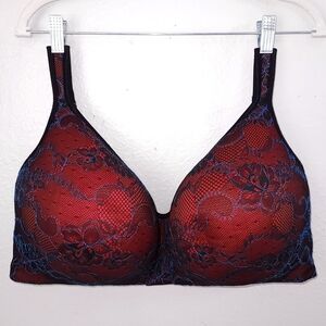 CACIQUE Full-Coverage Lightly Lined Wireless Bra 44G Floral Lace